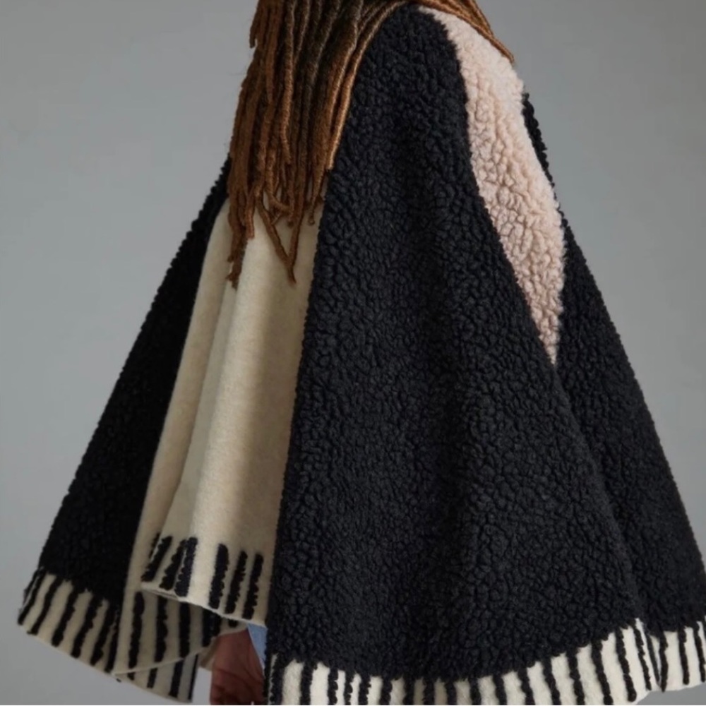 ANTHROPOLOGIE “ PONCHO” DUSK & DAWN CAPELET WOOL BLEND PATCHWORK CAPE ONE SIZE - Picture 9 of 16